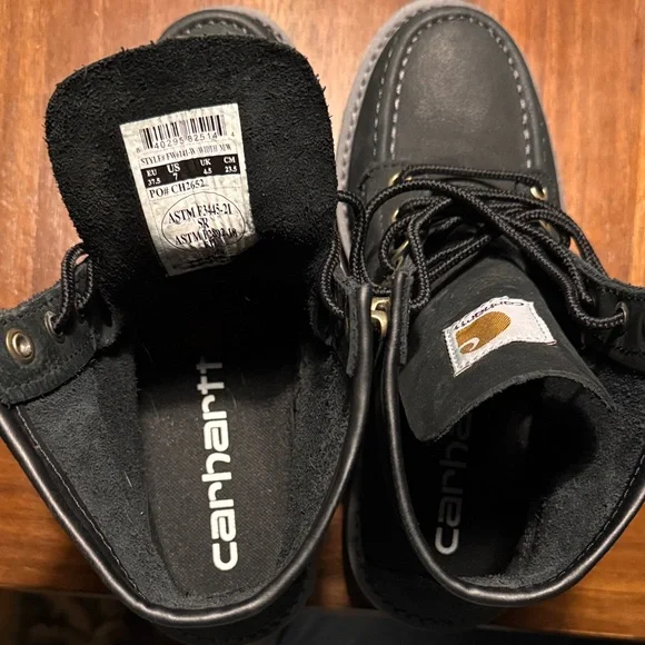 Carhartt Black Lace-Up Moc Toe Work Boots - Picture 4 of 7